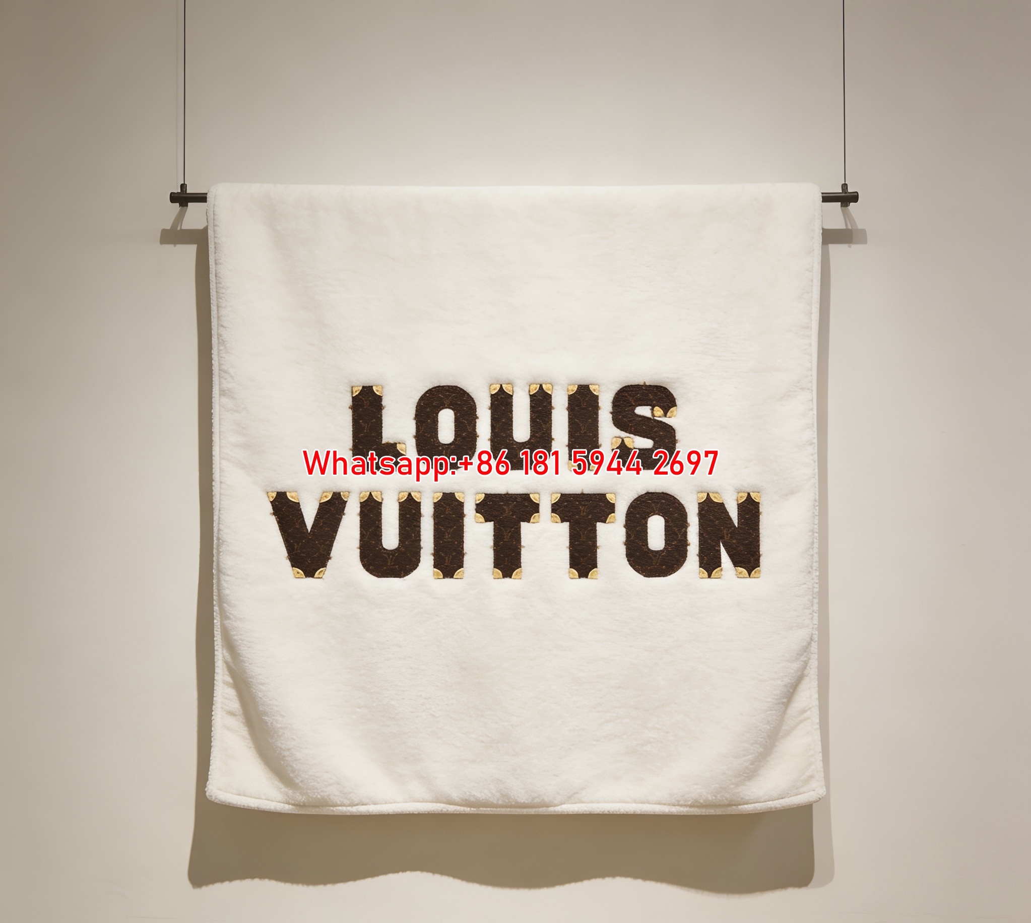 White Base LV Monogram Flannel Throw Blanket 320